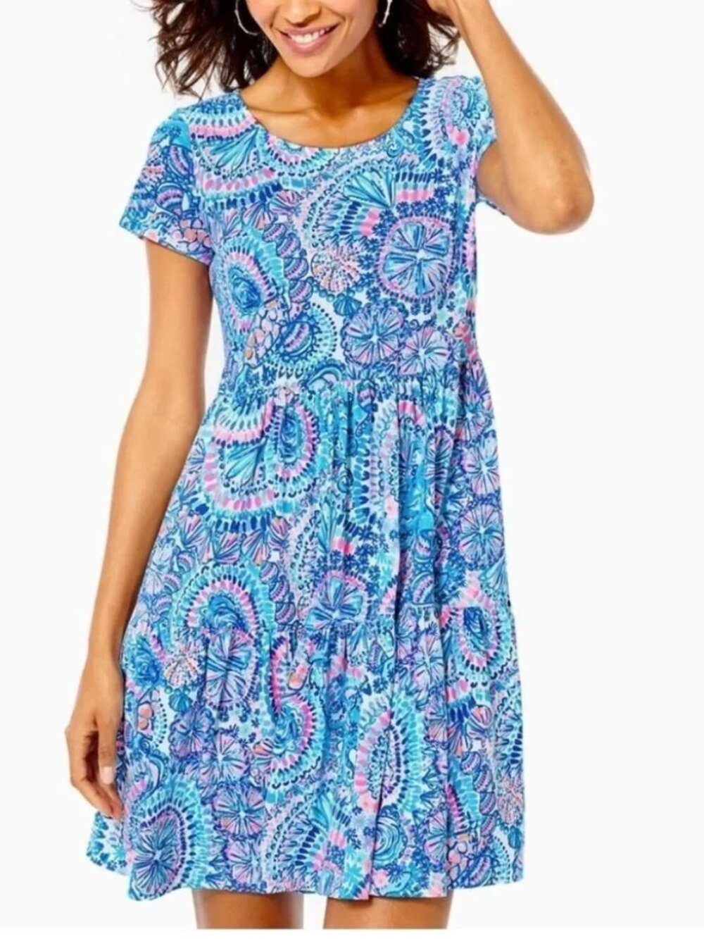 GEANNA SWING DRESS IN BLUE GROTTO COMMOTION IN THE OCEAN, Medium